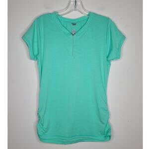 Club Ride teal green short sleeve MTB bike jersey scrunch sides pockets- medium